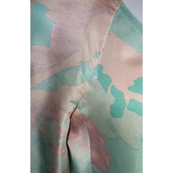 VTG Tara Jarmon Green Pink Retro Shift Mini Dress 38 US M 8 10 100% Silk - Picture 5 of 7